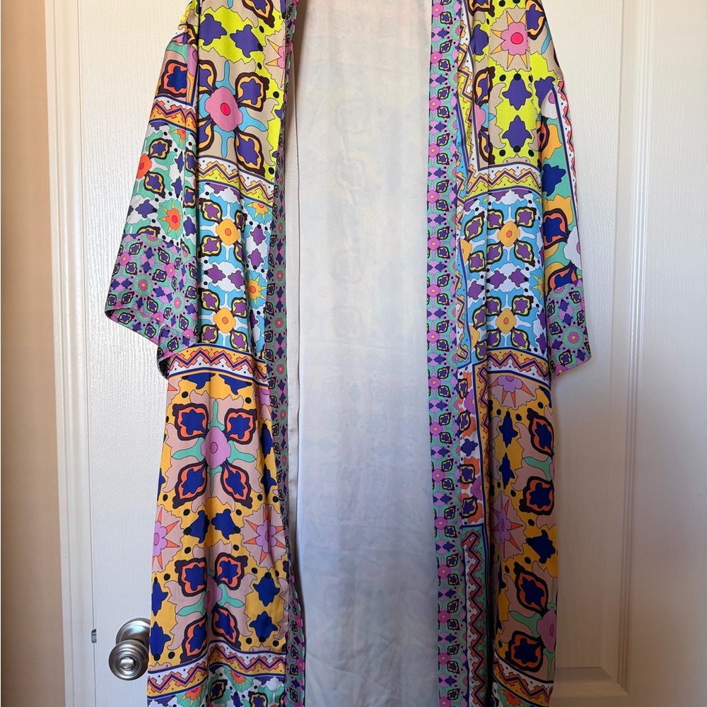 Zara lightweight long duster blouse
